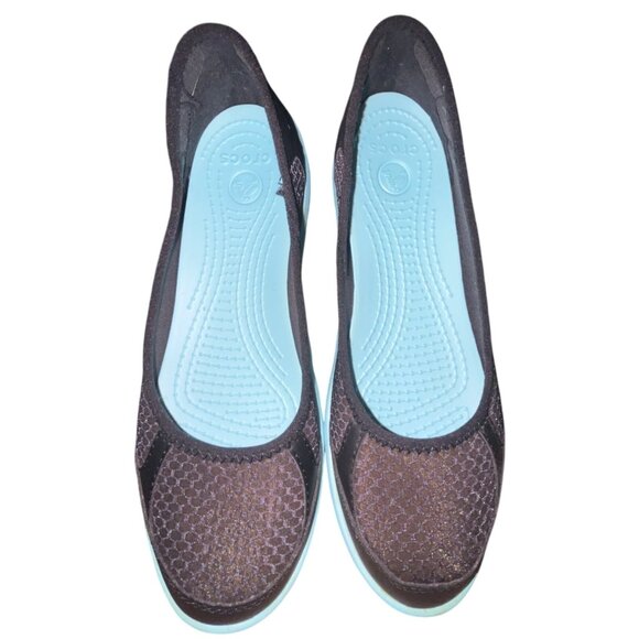 Pre-Loved Crocs Duet Busy Day Ballet Flats W Black & Blue Relaxed Fit - Picture 5 of 14